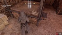 The treasure will be in some sand on the ground floor.