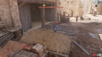 You can lure the guard patrolling the front from this pile of hay.