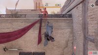 Stick to the side of the building to get a jump on one or two guards.