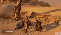 As you approach the Forty Thieves Hideout, inspect the dead horse with Murjana.