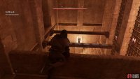 Jump over the beams and turn southwest to enter the next room.
