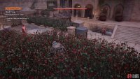 Use the poppy flower bed to hide from the guards and take them out quietly.
