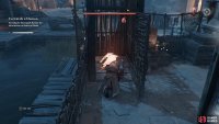 Inspect the body in the cage to learn about Admiral Nadir’s camp.