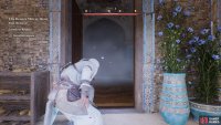 Use the flower beds to move to the entrance of Hammam and unlock the door.