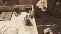 Cross over to the next building, here you will find more knives, a vantage point for using them, and a sandbag you can drop to lure the guards.