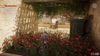Take the archers in the courtyard out first. From there either use the flower beds or throwing knives to deal with the rest of the guards on the ground.