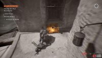 Climb the building the poet is hiding behind to find a loot chest with throwing knives.