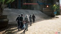 Use the NPCs standing next to the palace entrance to sneak in.