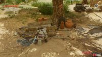 Wipe out the guards and then investigate the wagon beside the tree.