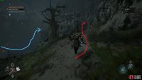 After beating the bridge boss, you can access a route via the umbral indicated with the blue line. If you go that route, lower the ladder and climb and follow the red route to find Damarose’s location in Lords of the Fallen.