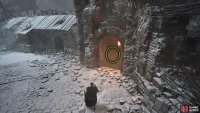On your right, there will be a doorway leading to a ladder. Take the ladder down and head outside again.