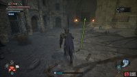 Go through the doorway where the two braziers are.