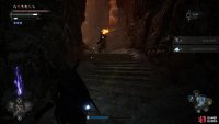 Jump over the gap, go up the stairs defeat the Enchantress then take the right path.