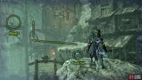 Switch to Umbral Realm, stand on the platform, Soul Flay to pull it across then follow the path up the ladder.