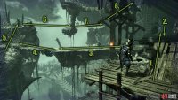 You’ll need to be in the Umbral Realm for the bridges and platforms to appear. Note, the ladder at the back is pushed down from above.
