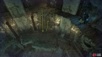 Drop again to the platform below and break open the wooden wall.