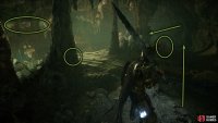 At the end of the tunnel you’ll be in a room with a green hue. Here, you’ll find four imp-like creatures. These are marked with the ellipses in the image. 