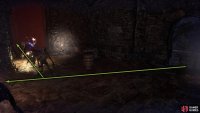 At the top of the ladder, unlock the gate in front, and activate the lever to drain the water.