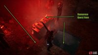 Run past the Swordsman, head behind the altar, and drop the hole.