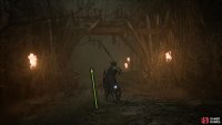 Follow the path until you reach the spiked bridge.