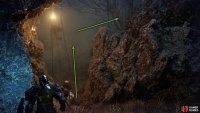This will lead back outside where you’ll find an enemy on stilts. Follow the path up the hill to your right.
