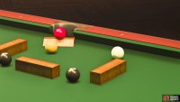 If done with enough power, the yellow ball will knock the red one over the ramp and into the pocket.