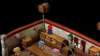 Use the crate to reach the shelf, head to the end, and then jump to find the hidden treasure.
