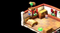 Head upstairs and jump on the bed to find the hidden treasure.