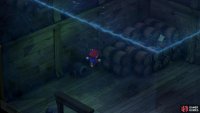 Run along the wall to find a secret door behind some barrels,
