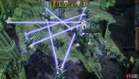 Interact with the statues in the correct order to send beams of light through them to recreate the pattern on the ground,