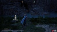 swim across a stream and into a cave,