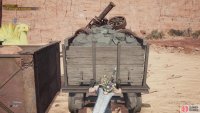 Switch sides again as you approach a container, then push the minecart in front of a second chocobo.
