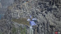 Find a cliff covered with foliage and chocojet atop it,