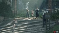 Cloud and Tifa convince Sephiroth to snap a photo before setting off for the reactor.