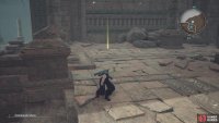 You can drop down once more from the previous ledge, where you’ll find a Chakra Materia.