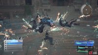Cloud’s sweeping sword attack (hold Square) will gather the basic Shinra goons together.