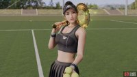 Chitose can be seen wearing her Tennis Ace outfit.