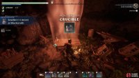 In the room behind the boulder, you’ll find the Crucible.