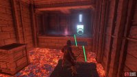 Head back to the lava room, jump across the platforms, open the chest on the balcony, and use the portal.