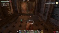 Sprint around the corner and go through the door. If the spikes hit you, you’ll take damage as well as get stunned.