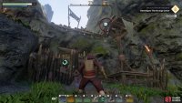 Use the grappling hook to circumvent it, defeat the enemies, and continue following the path.