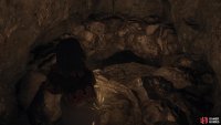 Search an alcove to find a hole in the ground,