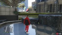 to find the action figure sitting inside the fountain.