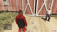 to find the action figure sitting in the barn door. 