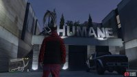 to find the action figure sitting on “U” of the Humane sign. 