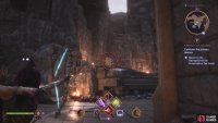 East: Go east from the altar to find the target above some debris.