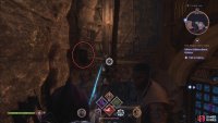 Shoot the explosive barrel to the left of the beam to create a bridge.