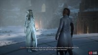 Sail north with the Caretaker to the Nest of the Ancients and meet with Mythal.