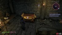 to find a hidden underground chamber with a giant corpse and a chest.