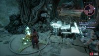 Drag a power crystal back to near the lab’s exit door and place it in a receptacle to create a bridge.